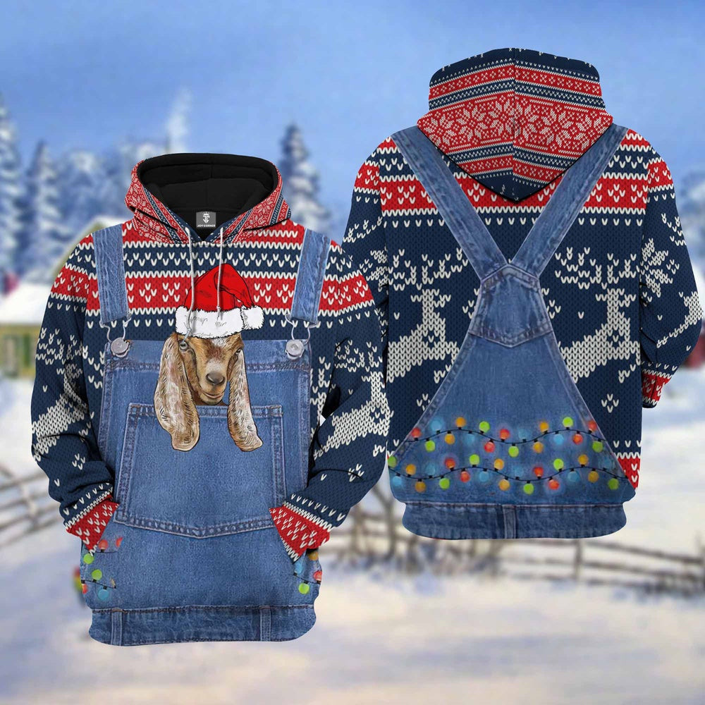 Nubian Goat Cattle Christmas Knitting Hoddie Pattern 3D, Farmer Hoodie, Farm Themed Shirts, Farm Tee Shirts