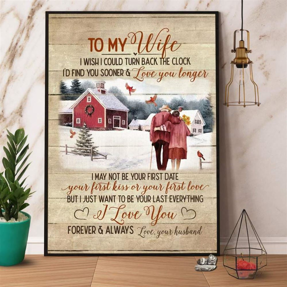 Old Couple Christmas To My Wife I Love You Forever And Always Cardinal Farmhouse Winter Canvas, Farm Canvas, Farm Art Decor