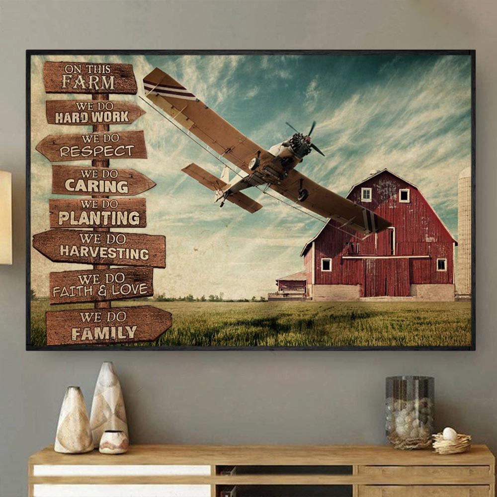 On This Farm We Do Hard Work We Do Caring Canvas, Farmhouse Canvas, Farm Gift, Farm Home Decor