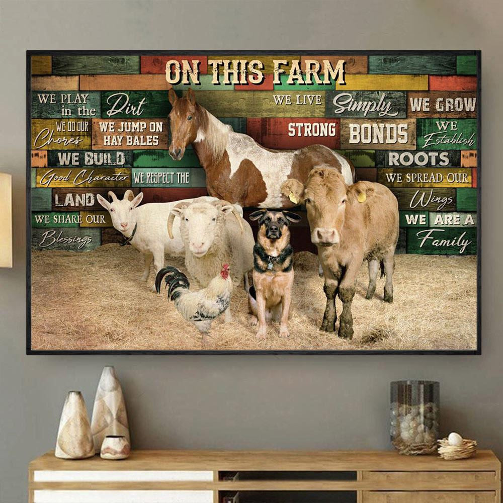 On This Farm We Play In The Dirt We Live Simply Grow Strong Canvas, Farmhouse Canvas, Farm Gift, Farm Home Decor