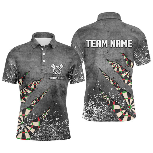Paint Splash Grey Mens Darts Polo Shirt Custom Dart Shirts For Men Team Dart Polo, Darts Team Polo Shirt