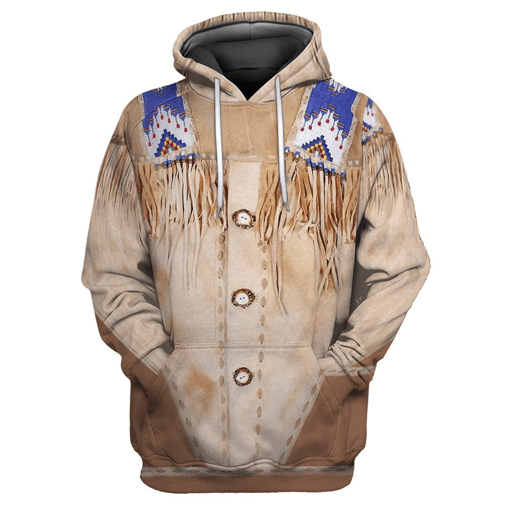 Pale Brown Native American All Over Printed Hoodie, Native American Hoodie, 3D Native American Hoodie
