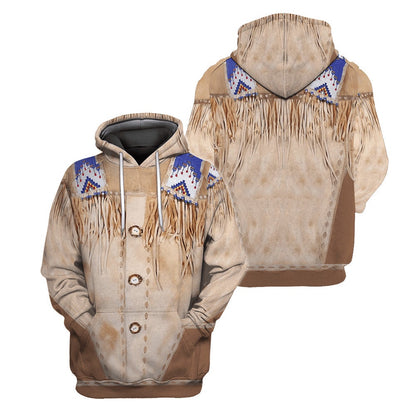 Pale Brown Native American All Over Printed Hoodie, Native American Hoodie, 3D Native American Hoodie