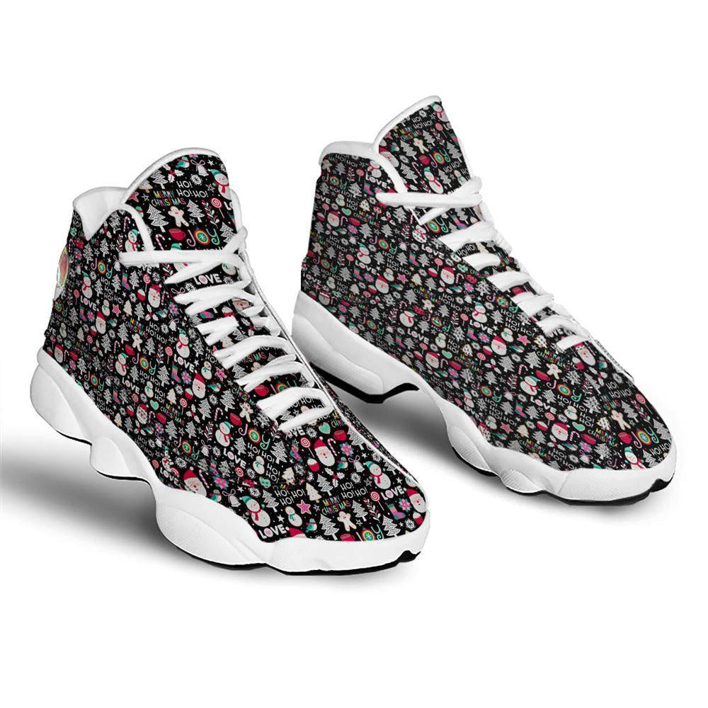 Party Elements Christmas Print Pattern Basketball Shoes, Christmas Basketball Shoes, Christmas Shoes