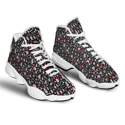 Party Elements Christmas Print Pattern Basketball Shoes, Christmas Basketball Shoes, Christmas Shoes