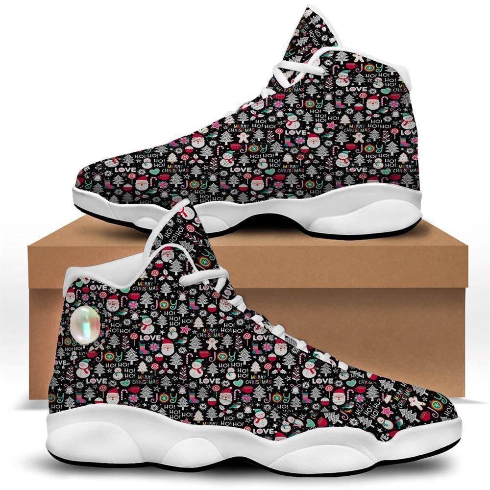 Party Elements Christmas Print Pattern Basketball Shoes, Christmas Basketball Shoes, Christmas Shoes