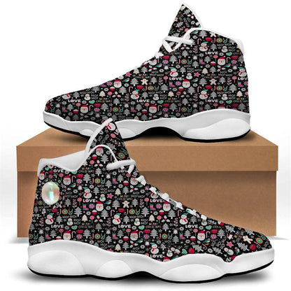 Party Elements Christmas Print Pattern Basketball Shoes, Christmas Basketball Shoes, Christmas Shoes