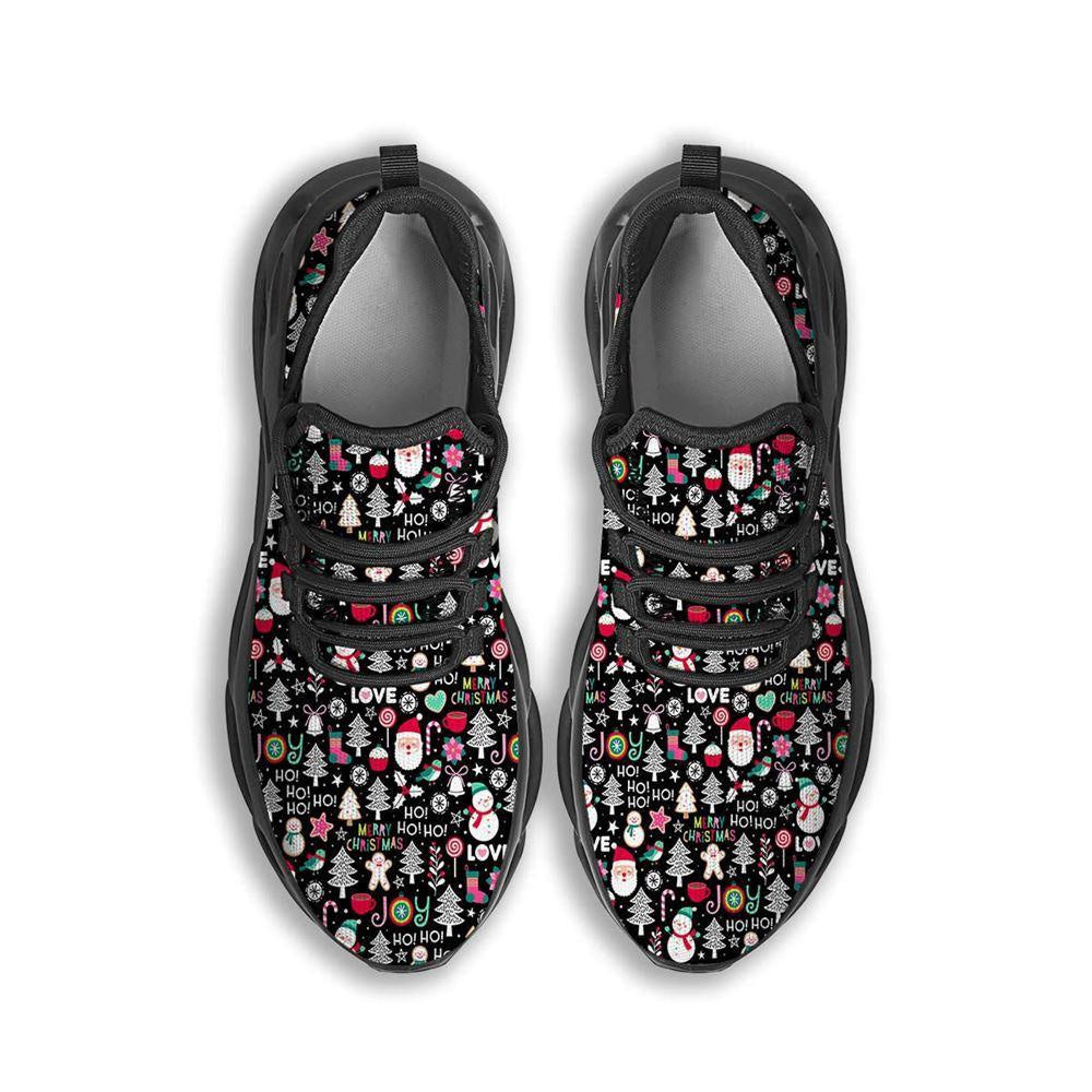 Party Elements Christmas Print Pattern Black Max Soul Shoes, Christmas Sneakers, Christmas Shoes, Christmas Clunky Sneaker