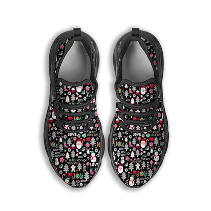 Party Elements Christmas Print Pattern Black Max Soul Shoes, Christmas Sneakers, Christmas Shoes, Christmas Clunky Sneaker