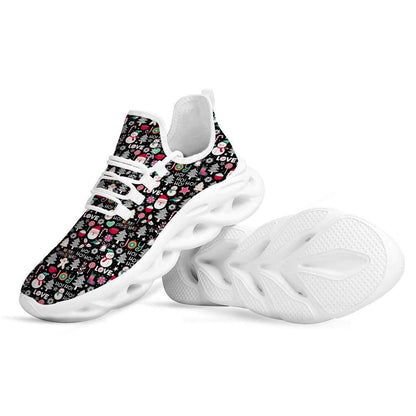 Party Elements Christmas Print Pattern White Max Soul Shoes, Christmas Sneakers, Christmas Shoes, Christmas Clunky Sneaker