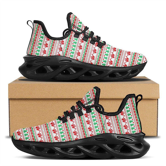 Party Knitted Christmas Print Pattern Black Max Soul Shoes, Christmas Sneakers, Christmas Shoes, Christmas Clunky Sneaker