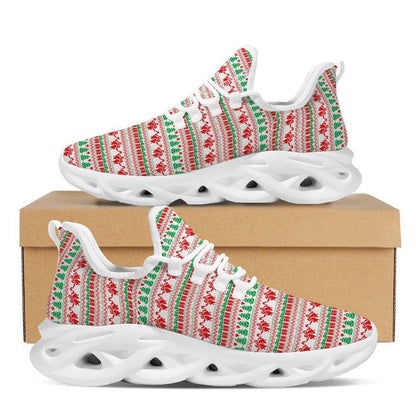 Party Knitted Christmas Print Pattern White Max Soul Shoes, Christmas Sneakers, Christmas Shoes, Christmas Clunky Sneaker