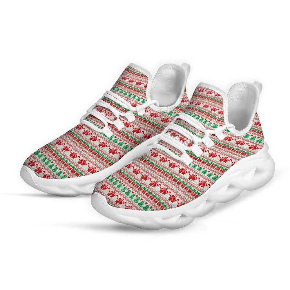 Party Knitted Christmas Print Pattern White Max Soul Shoes, Christmas Sneakers, Christmas Shoes, Christmas Clunky Sneaker