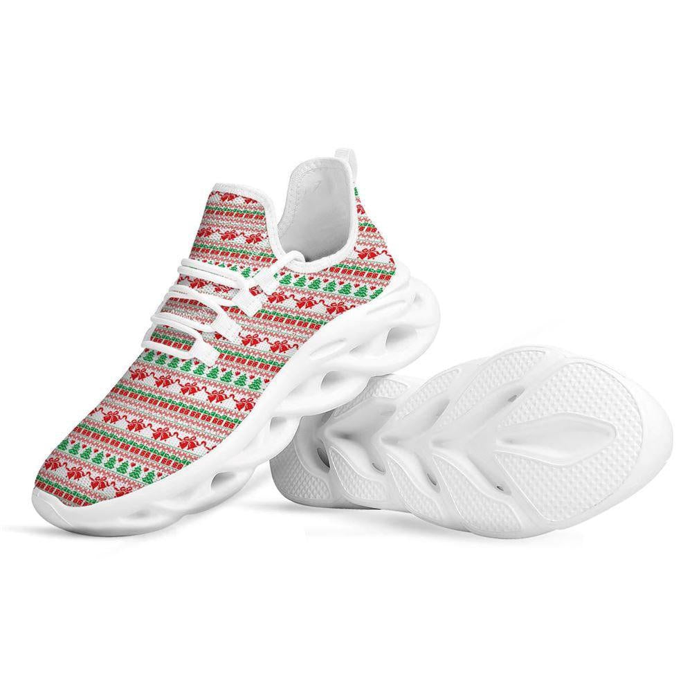 Party Knitted Christmas Print Pattern White Max Soul Shoes, Christmas Sneakers, Christmas Shoes, Christmas Clunky Sneaker