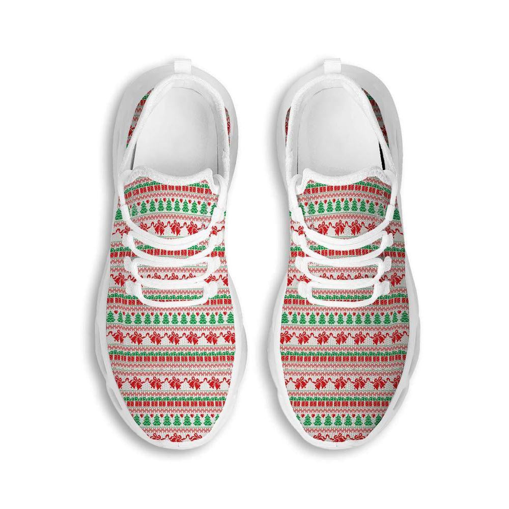 Party Knitted Christmas Print Pattern White Max Soul Shoes, Christmas Sneakers, Christmas Shoes, Christmas Clunky Sneaker