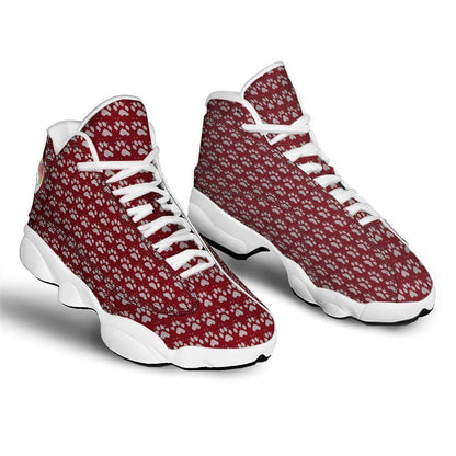 Paw Knitted Christmas Print Pattern Basketball Shoes, Christmas Basketball Shoes, Christmas Shoes