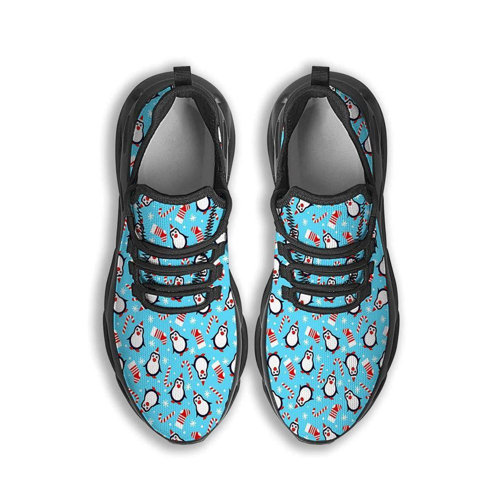 Penguin Christmas Santa Print Pattern Black Max Soul Shoes, Christmas Sneakers, Christmas Shoes, Christmas Clunky Sneaker
