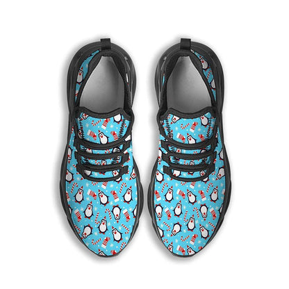 Penguin Christmas Santa Print Pattern Black Max Soul Shoes, Christmas Sneakers, Christmas Shoes, Christmas Clunky Sneaker