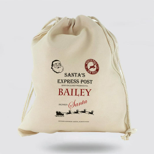 Personalised Christmas Sack, Canvas Sack With Childs Name On Santa Signed Express Post, Christmas Bag