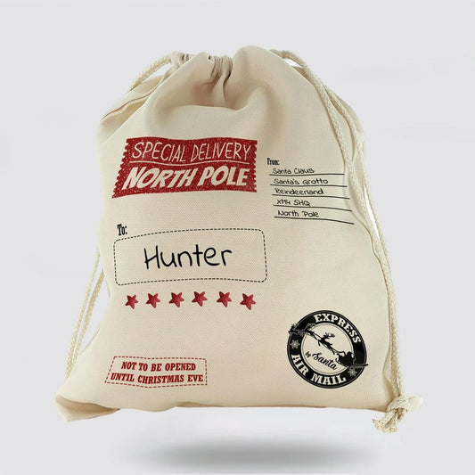 Personalised Christmas Sack, Christmas Gift Sack Special North Pole Delivery, Christmas Bag