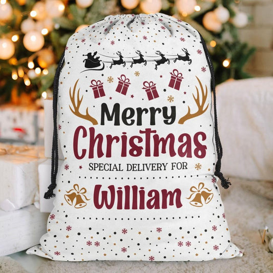 Personalised Christmas Sack, Custom Name Santa Sack Santa Bag Special Delivery, Christmas Santa Sacks, Christmas Bag, Christmas Gift