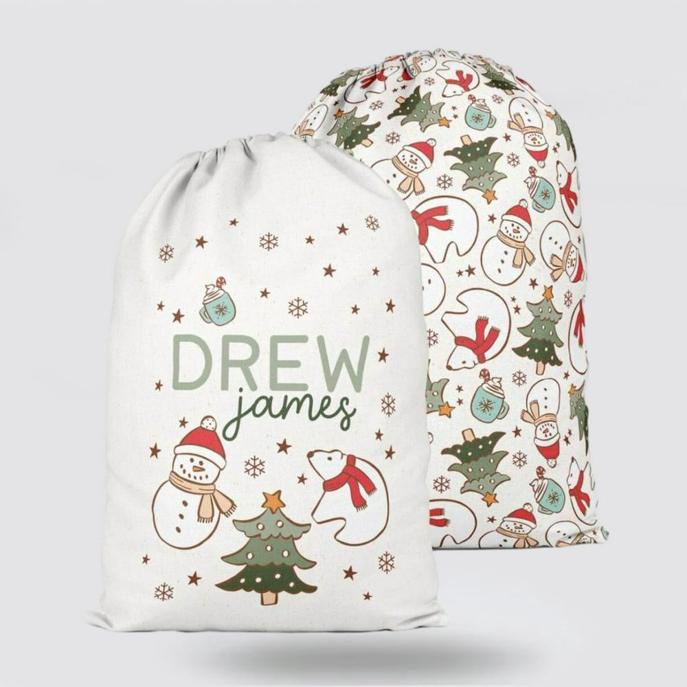 Personalised Christmas Sack, Santa Sacks Beary & Bright, Christmas Bag