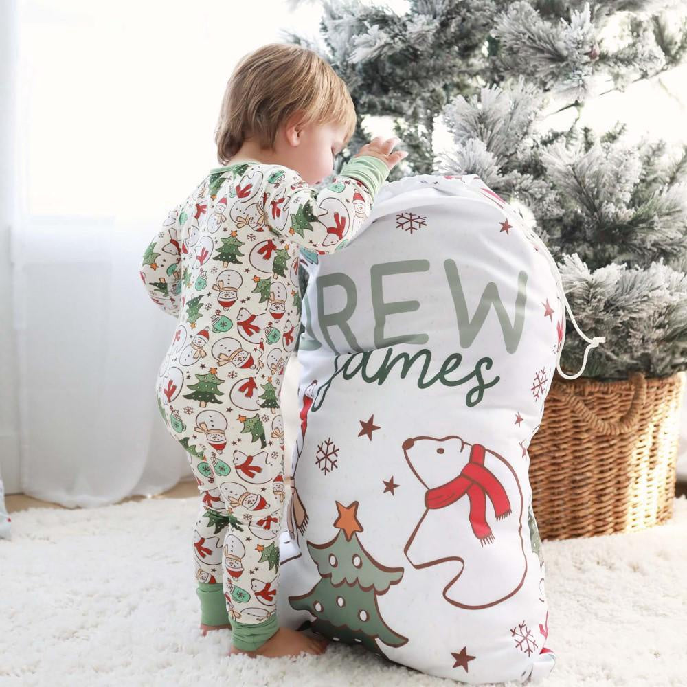 Personalised Christmas Sack, Santa Sacks Beary & Bright, Christmas Bag