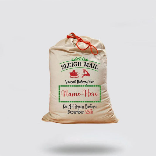 Personalised Christmas Sack, Sleigh Mail Santa Sack, Christmas Bag