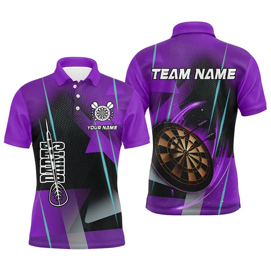 Personalized 3D All Over Print Darts Men Polo Shirts Custom Purple Darts Team Polo, Darts Team Polo Shirt