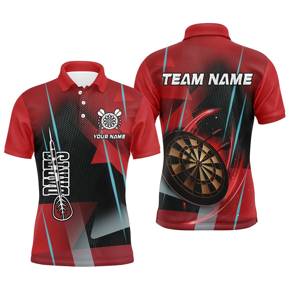 Personalized 3D All Over Print Darts Polo Shirts For Men Custom Red Darts Team Polo, Darts Team Polo Shirt