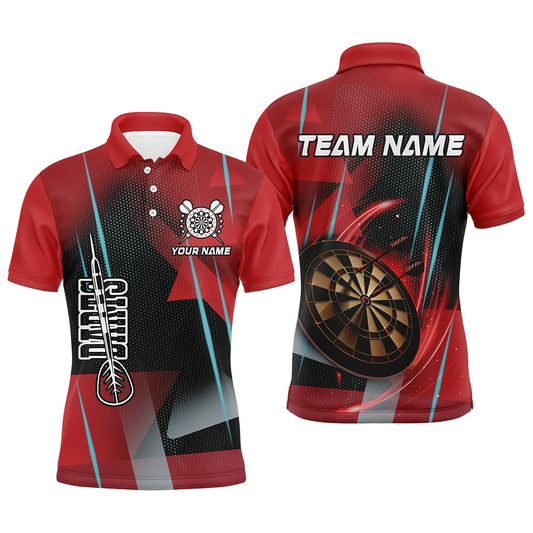 Personalized 3D All Over Print Darts Polo Shirts For Men Custom Red Darts Team Polo, Darts Team Polo Shirt
