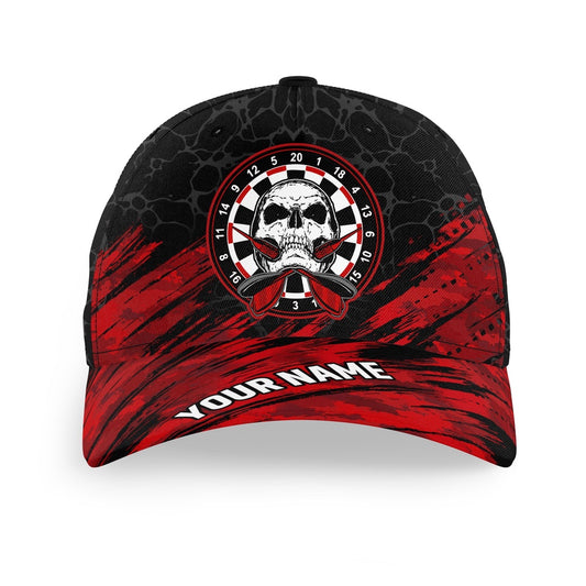 Personalized 3D All Over Print Skull Baseball Darts Hat Red Black Custom Darts Cap Dart, Darts Team Cap Hats