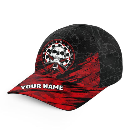 Personalized 3D All Over Print Skull Baseball Darts Hat Red Black Custom Darts Cap Dart, Darts Team Cap Hats