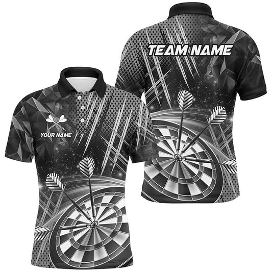 Personalized 3D Glitter Men Darts Shirts Custom Team Dart League Shirts Dart Polo Grey, Darts Team Polo Shirt