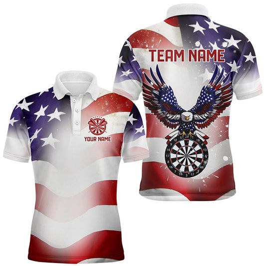 Personalized American Flag Eagle Darts Shirts For Men Custom Pride Patriotic Dart Polo, Darts Team Polo Shirt