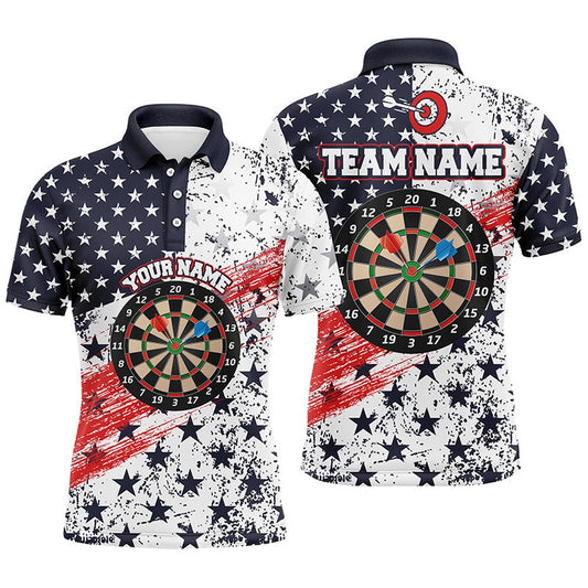 Personalized American Flag Mens Darts Polo Shirts Custom Dart Shirts For Men Dart Team Polo, Darts Team Polo Shirt