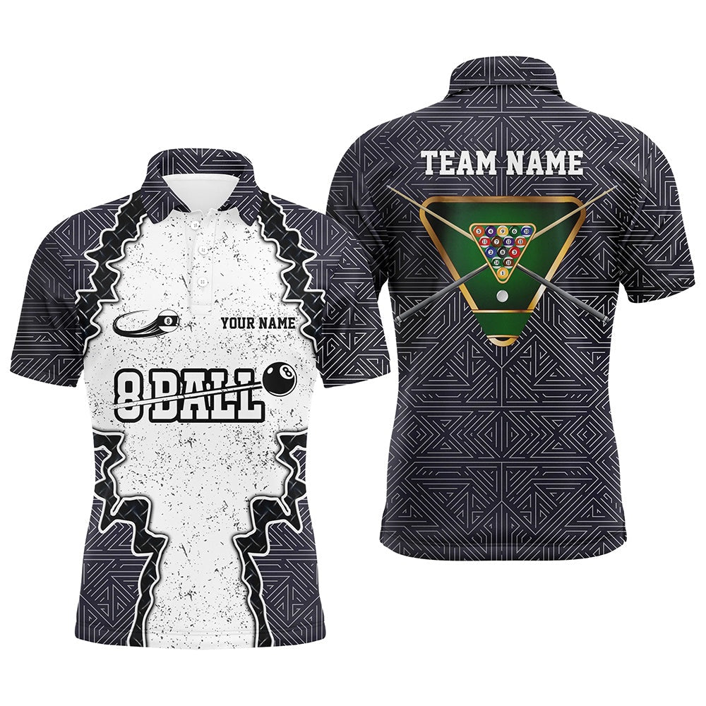 Personalized Armor 8 Ball Pool Billiard Polo Shirts Custom Name Funny 8 Ball Pool Team Shirts, Billiard Team Polo Shirts