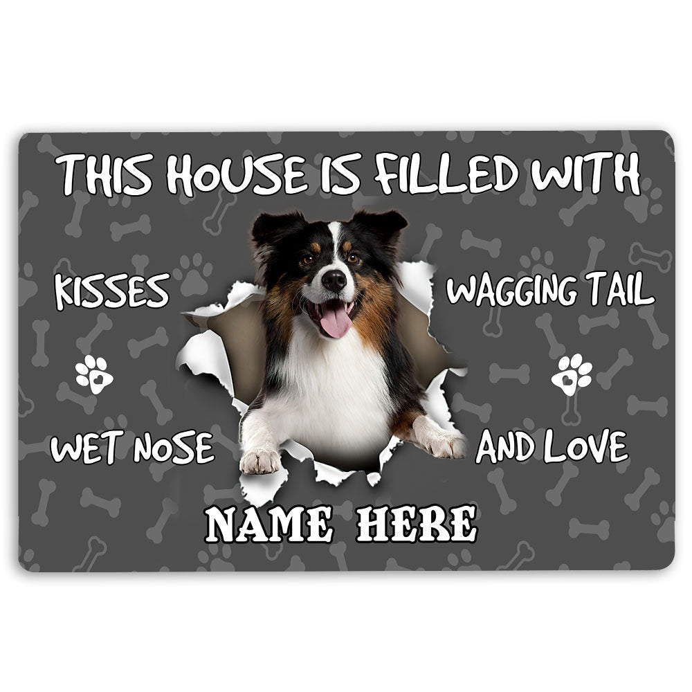 Personalized Australian Shepherd Welcome Doormat, Australian Shepherd dog lover pawprint Welcome, Pets Home Decor Door Mat