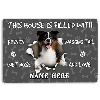Personalized Australian Shepherd Welcome Doormat, Australian Shepherd dog lover pawprint Welcome, Pets Home Decor Door Mat