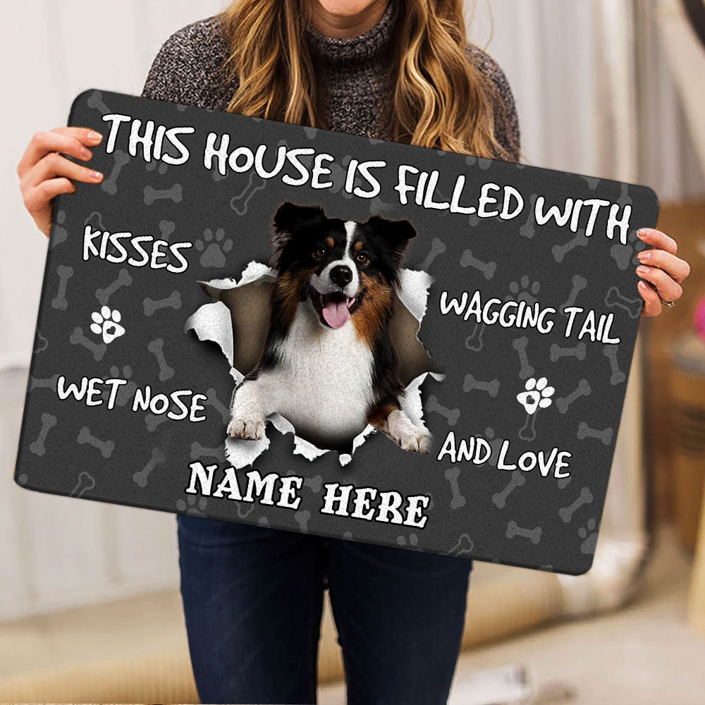 Personalized Australian Shepherd Welcome Doormat, Australian Shepherd dog lover pawprint Welcome, Pets Home Decor Door Mat