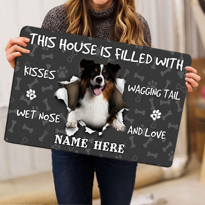 Personalized Australian Shepherd Welcome Doormat, Australian Shepherd dog lover pawprint Welcome, Pets Home Decor Door Mat