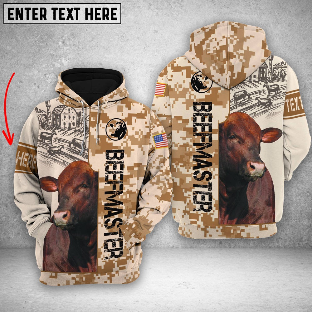 Personalized Beefmaster Brown Camo All Printed 3D Shirt, Farmer Hoodie, Custom Farm Shirts, Farmer T Shirt