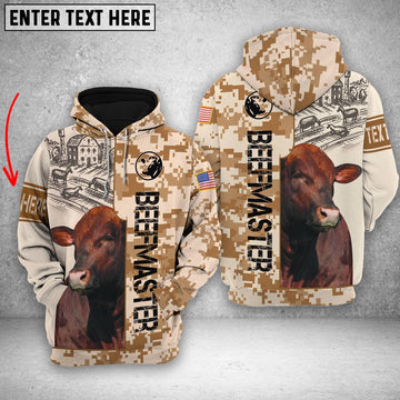 Personalized Beefmaster Brown Camo All Printed 3D Shirt, Farmer Hoodie, Custom Farm Shirts, Farmer T Shirt
