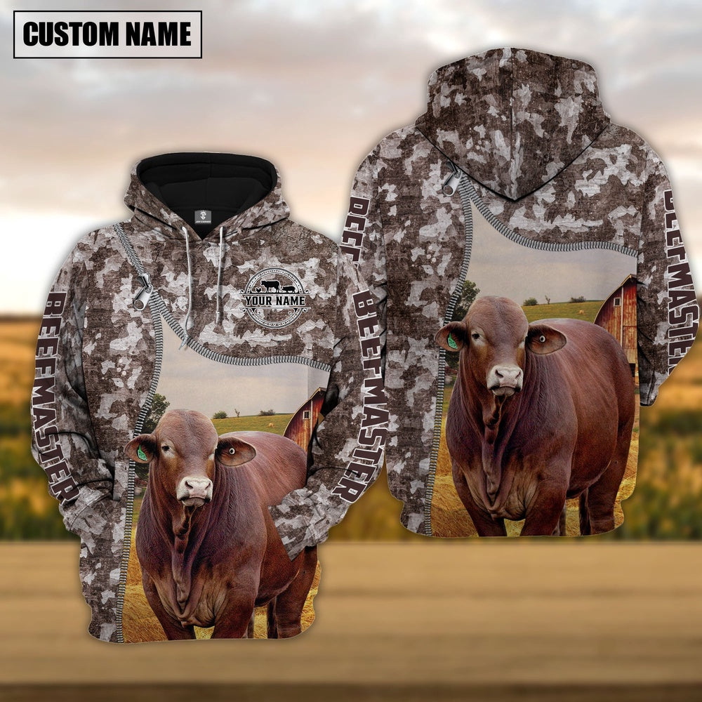 Personalized Beefmaster Cattle Farm All Over Printed Hoodie, Farmer Hoodie, Custom Farm Shirts, Farmer T Shirt