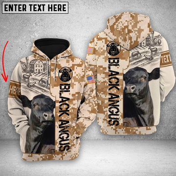 Personalized Black Angus Brown Camo All Printed 3D Shirt, Farmer Hoodie, Custom Farm Shirts, Farmer T Shirt