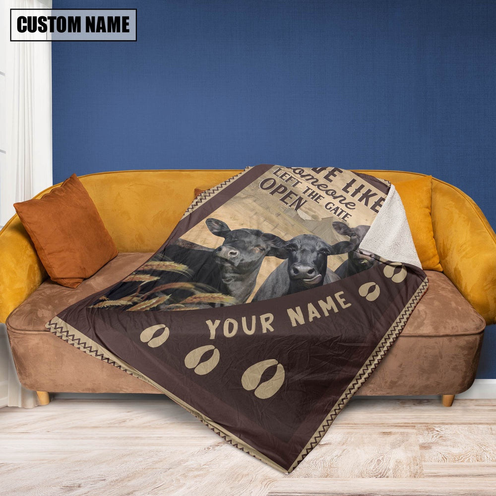 Personalized Black Angus Live Like Someone Left The Gate Open Blanket, Farm Blanket, Farm Animal Blanket
