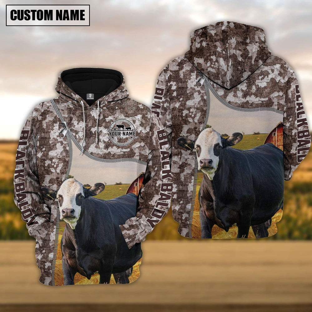 Personalized Black Baldy Cattle Farm All Over Printed Hoodie, Farmer Hoodie, Custom Farm Shirts, Farmer T Shirt