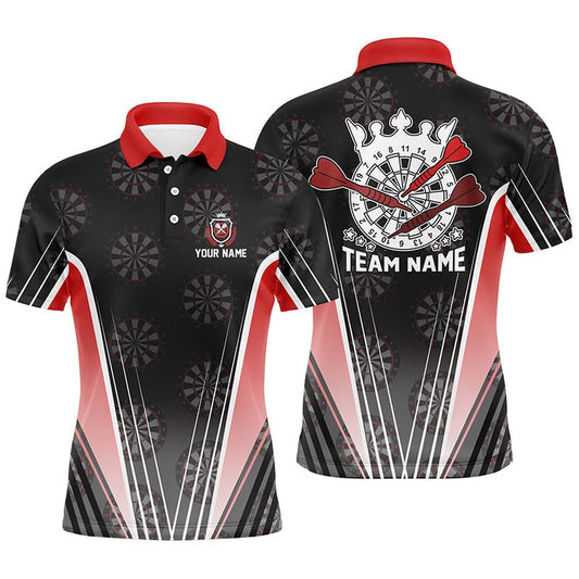 Personalized Black Red Men Darts Polo Shirt Custom Dart Team Shirt For Men Darts Polo, Darts Team Polo Shirt