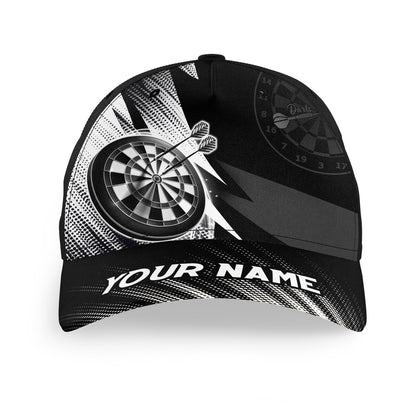 Personalized Black White Baseball Darts Hat Custom Cool Darts Cap For Dart Teams, Darts Team Cap Hats