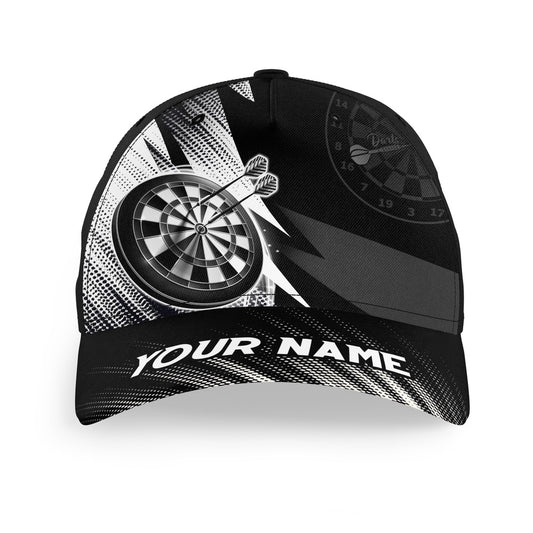 Personalized Black White Baseball Darts Hat Custom Cool Darts Cap For Dart Teams, Darts Team Cap Hats